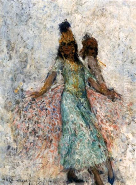 Deux Danseuses Ouled Nail Oil Painting by William Lambrecht