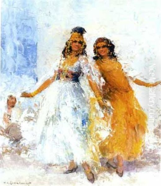 Les Danseuses Ouled Nail Oil Painting by William Lambrecht