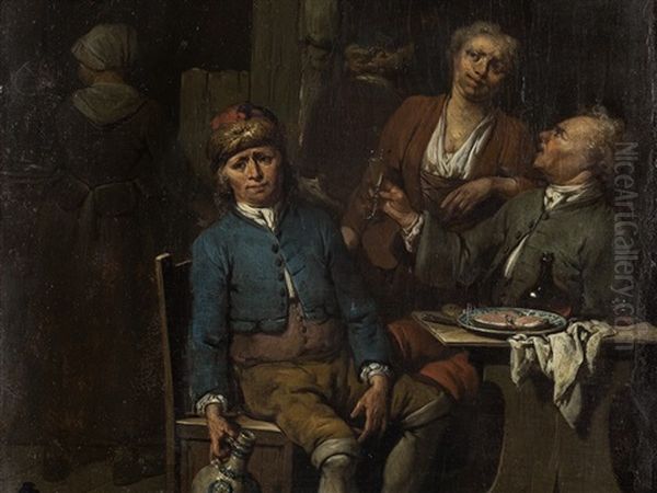 At The Tavern, Antwerp Oil Painting by Jan Baptist Lambrechts