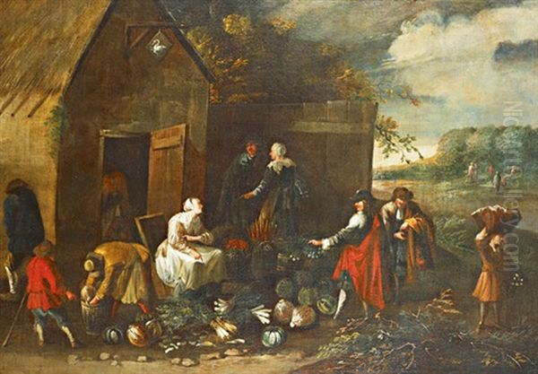 La Marchande De Legumes Oil Painting by Jan Baptist Lambrechts