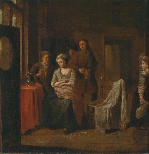 Wirtshausinterieur Mit Trinkenden Personen Oil Painting by Jan Baptist Lambrechts