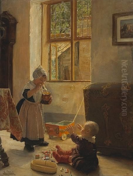 In The Nursery Oil Painting by Karl Behm