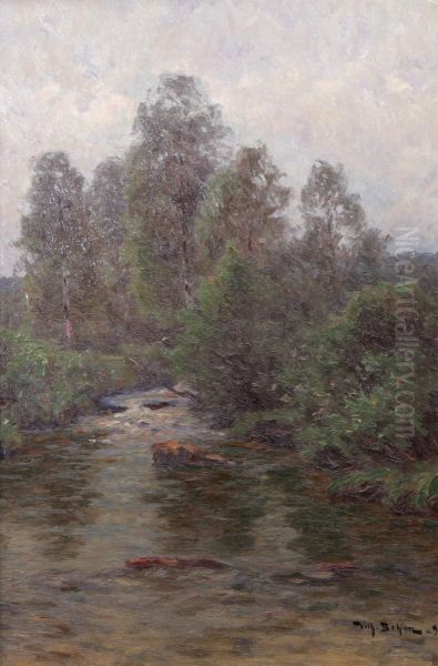 Sommarlandskap Med A Oil Painting by Wilhelm Behm