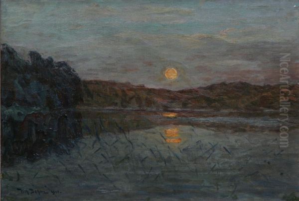 Solnedgang Oil Painting by Wilhelm Behm