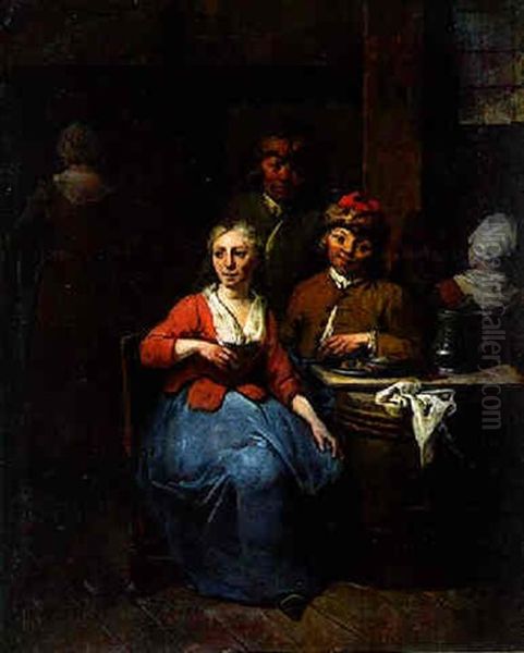 A Couple Seated In A Tavern by Jan Baptist Lambrechts