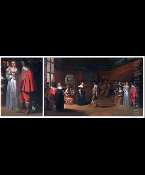 Danseurs Dans Une Salle De Bal Oil Painting by Christoffel Jacobsz. Van Der Lamen