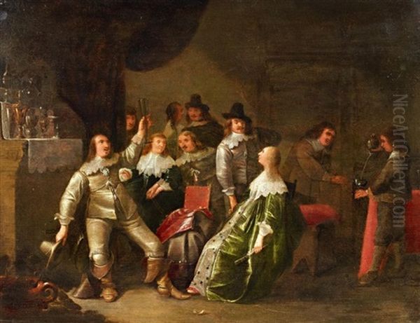 Festliche Gesellschaft Beim Umtrunk Oil Painting by Christoffel Jacobsz. Van Der Lamen