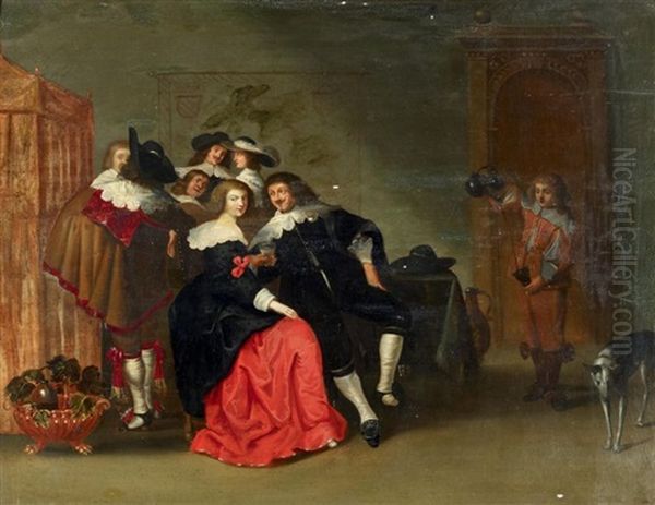 Elegante Hollandische Gesellschaft In Einem Interieur Oil Painting by Christoffel Jacobsz. Van Der Lamen