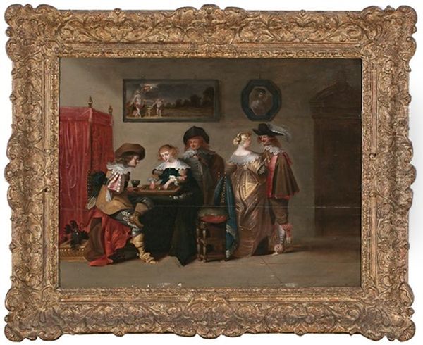 Jugadores De Backgammon Oil Painting by Christoffel Jacobsz. Van Der Lamen