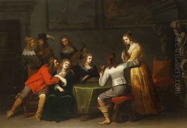 Traute Gesellschaft Oil Painting by Christoffel Jacobsz. Van Der Lamen