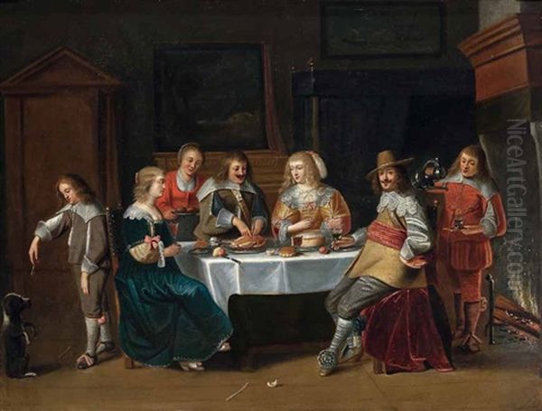 Vornehme Tischgesellschaft Oil Painting by Christoffel Jacobsz. Van Der Lamen