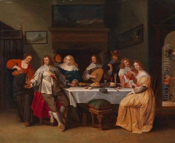 Eine Frohliche Gesellschaft Oil Painting by Christoffel Jacobsz. Van Der Lamen