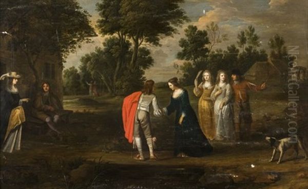 La Rencontre Dans Un Paysage Oil Painting by Christoffel Jacobsz. Van Der Lamen