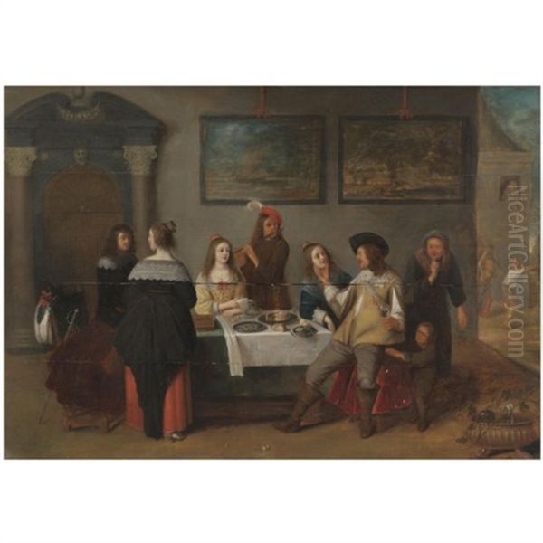 The Prodigal Son In A Brothel Oil Painting by Christoffel Jacobsz. Van Der Lamen