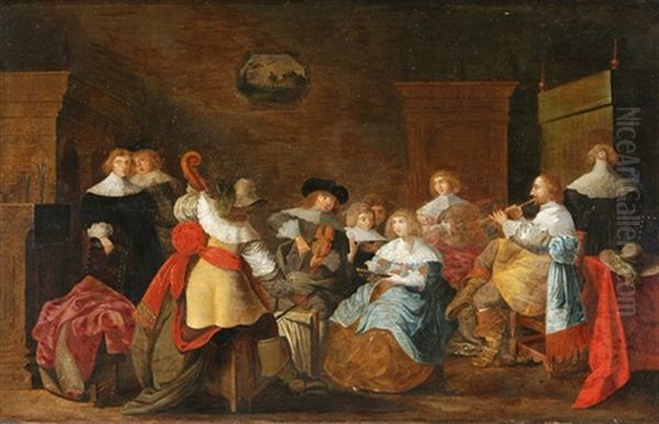 Interieur Mit Musizierender Gesellschaft Oil Painting by Christoffel Jacobsz. Van Der Lamen