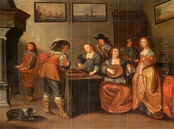 Vornehme Gesellschaft Beim Wurfelspiel Oil Painting by Christoffel Jacobsz. Van Der Lamen