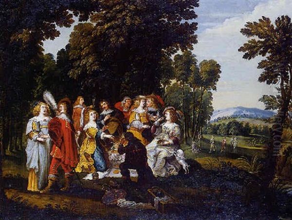 Le Repas Galant Dans Le Parc Du Chateau Oil Painting by Christoffel Jacobsz. Van Der Lamen