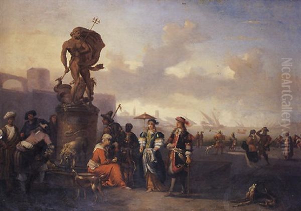 Vista Del Puerto De Amberes Oil Painting by Christoffel Jacobsz. Van Der Lamen