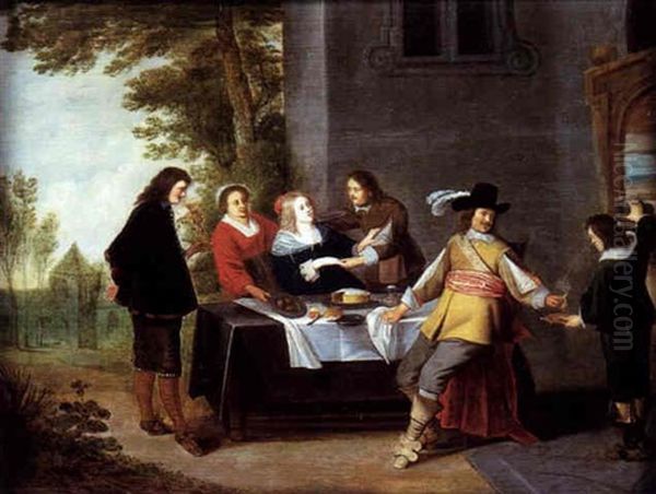 Un Repas De Fete Oil Painting by Christoffel Jacobsz. Van Der Lamen