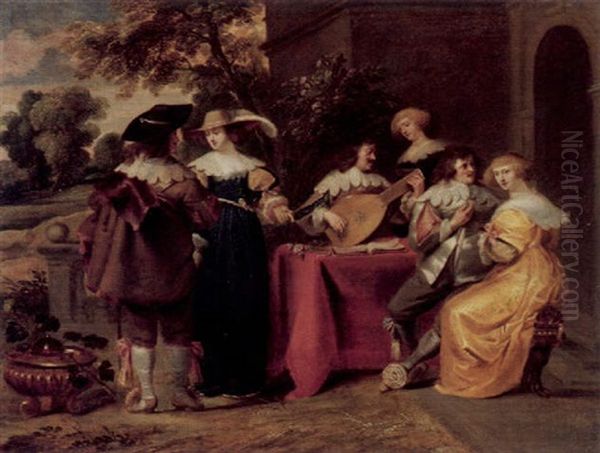 Musizierende Gesellschaft Bei Tisch Oil Painting by Christoffel Jacobsz. Van Der Lamen