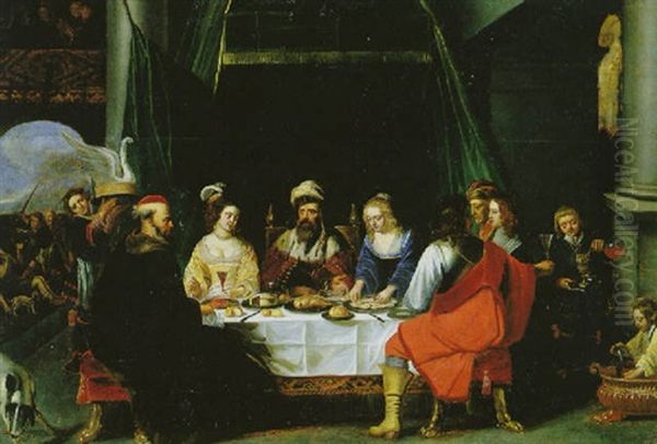 Der Reiche Prasser Und Der Arme Lazarus Oil Painting by Christoffel Jacobsz. Van Der Lamen