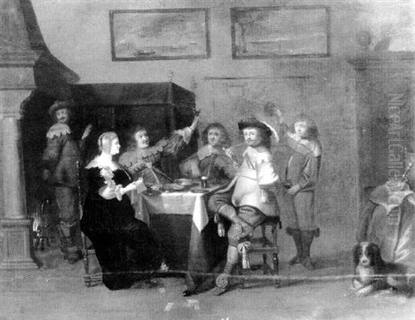 Scene De Taverne Oil Painting by Christoffel Jacobsz. Van Der Lamen