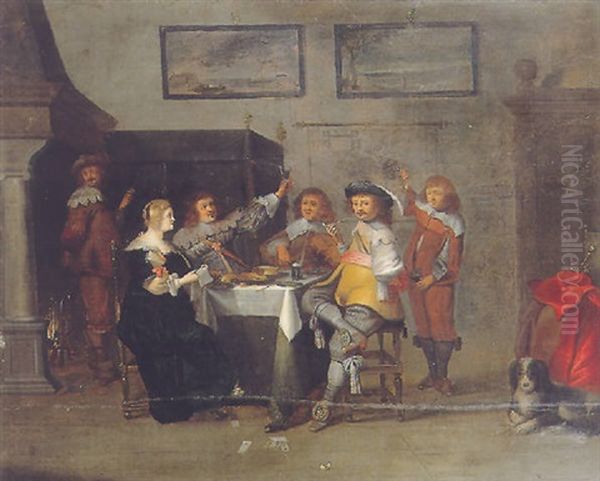 Scene De Taverne Oil Painting by Christoffel Jacobsz. Van Der Lamen