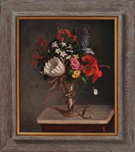 Still Life With Flowers Oil Painting by Gustavus Adolphus Behne