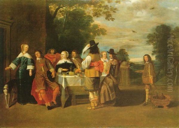 Alegre Compania En La Terraza Oil Painting by Christoffel Jacobsz. Van Der Lamen