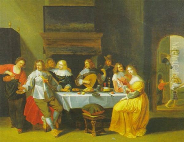 Le Repas Galant Oil Painting by Christoffel Jacobsz. Van Der Lamen