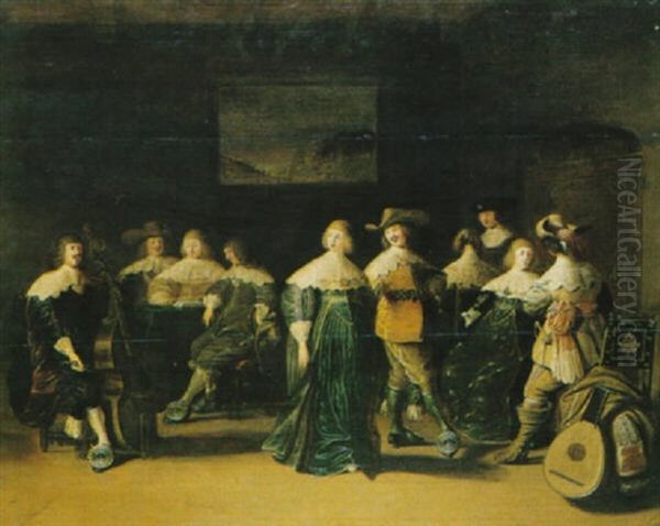 Vornehme Gesellschaft Bei Tanz Und Musik Oil Painting by Christoffel Jacobsz. Van Der Lamen