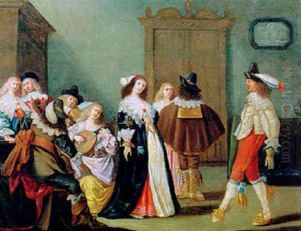 Musizierende Und Feiernde Gesellschaft Oil Painting by Christoffel Jacobsz. Van Der Lamen