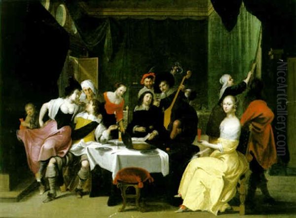 Musicerande Sallskap Oil Painting by Christoffel Jacobsz. Van Der Lamen