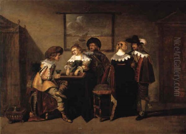 Elegante Gesellschaft Oil Painting by Christoffel Jacobsz. Van Der Lamen