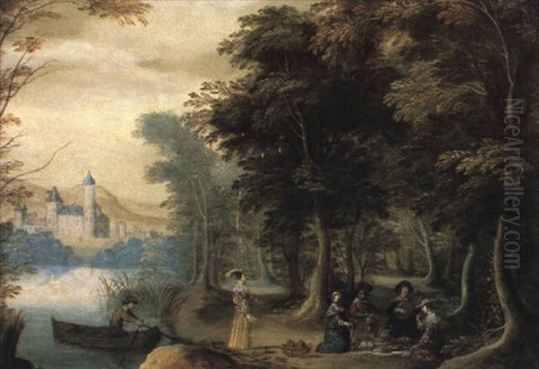 La Collation Dans Le Sous-bois Oil Painting by Christoffel Jacobsz. Van Der Lamen