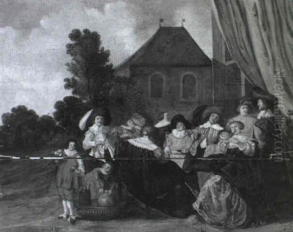 Concert A L'exterieur D'un Chateau Oil Painting by Christoffel Jacobsz. Van Der Lamen