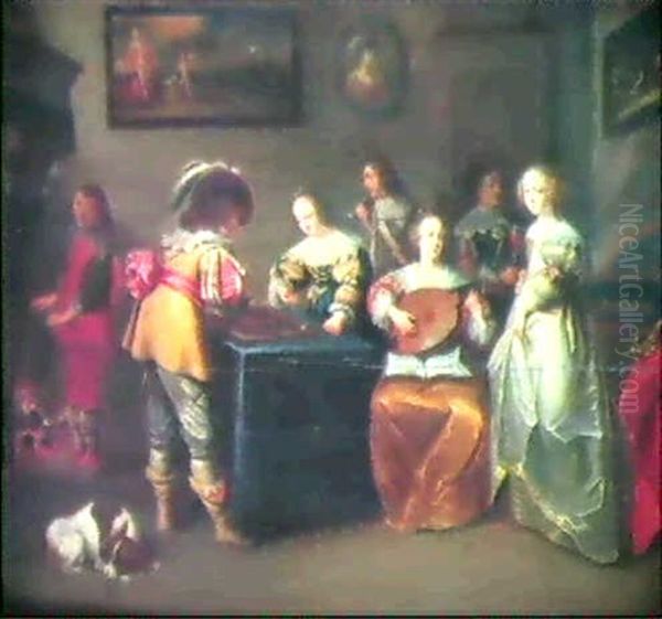 Elegante Gesellschaft Beim Abendlichen Spiel Oil Painting by Christoffel Jacobsz. Van Der Lamen