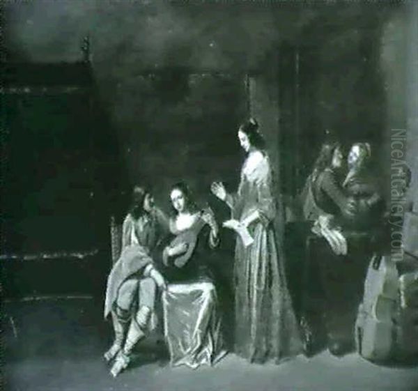 Die Musikstunde Oil Painting by Christoffel Jacobsz. Van Der Lamen