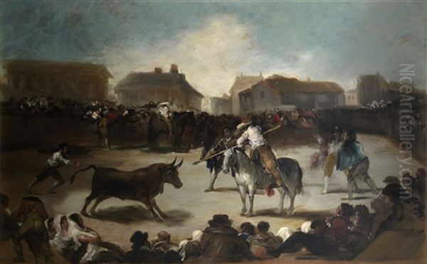 Corrida De Toros Oil Painting by Francisco Lameyer Y Berenguer