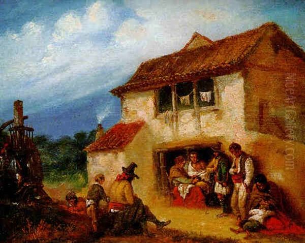 Escena Andaluza Oil Painting by Francisco Lameyer Y Berenguer