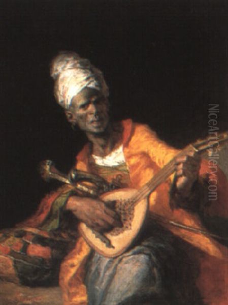 The Mandoline Player Oil Painting by Francisco Lameyer Y Berenguer