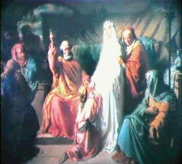 La Resurreccion De Dorcas Oil Painting by Francisco Lameyer Y Berenguer