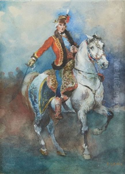 Hussard A Cheval Oil Painting by Eugene Louis Lami