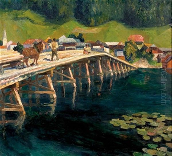 Brucke Am Weissensee Oil Painting by Erich Albert Lamm