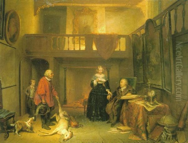 Paying The Tithe Oil Painting by Arie Johannes Lamme