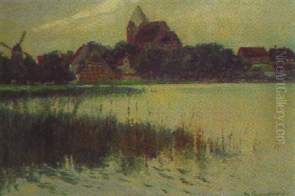 Blick Auf Ein Dorf Oil Painting by Otto Laemmerhirt