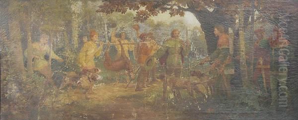 A Scene From Robin Hood Oil Painting by Ernest Theodore Behr