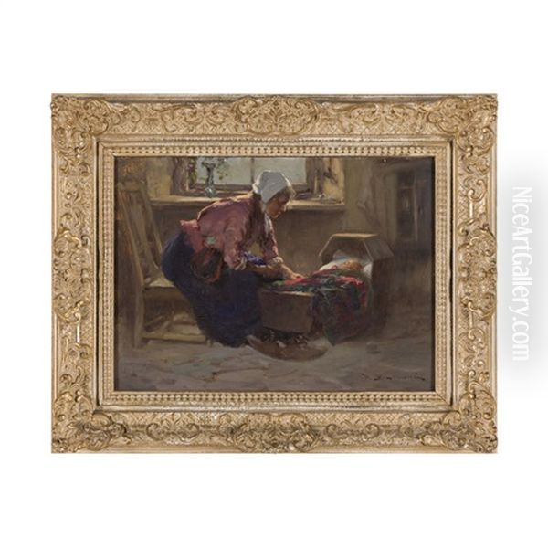 Mindin' The Bairn Oil Painting by William Bradley Lamond