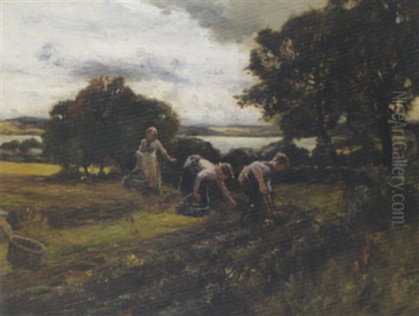 Gathering Potatoes, Menzieshill Oil Painting by William Bradley Lamond