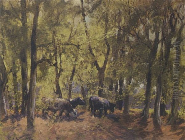 Shaded Grazing Oil Painting by William Bradley Lamond